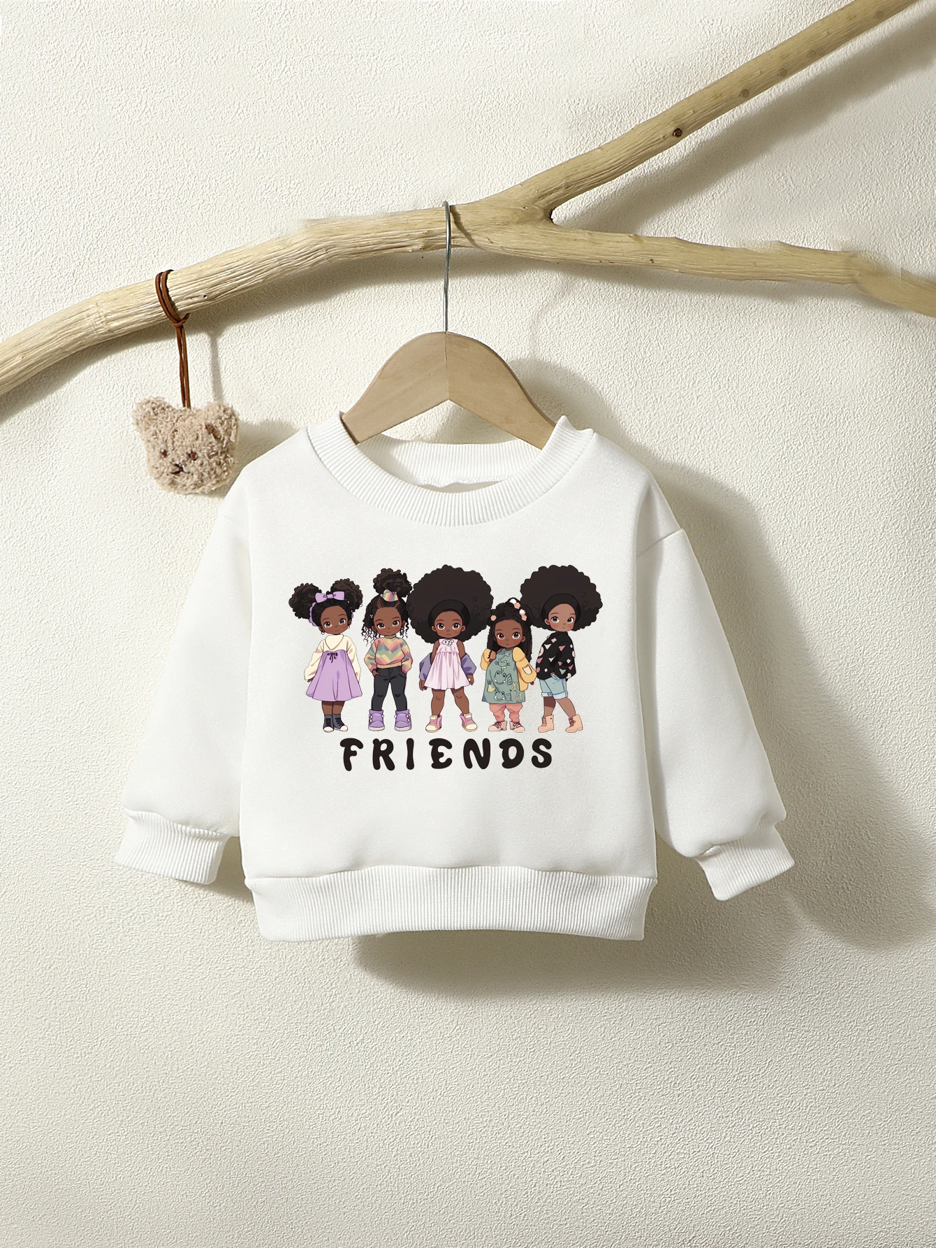 Girls' Round Neck Fashion Long Sleeve Cartoon Character Picture Top Loose Travel Trend Sweater New Style