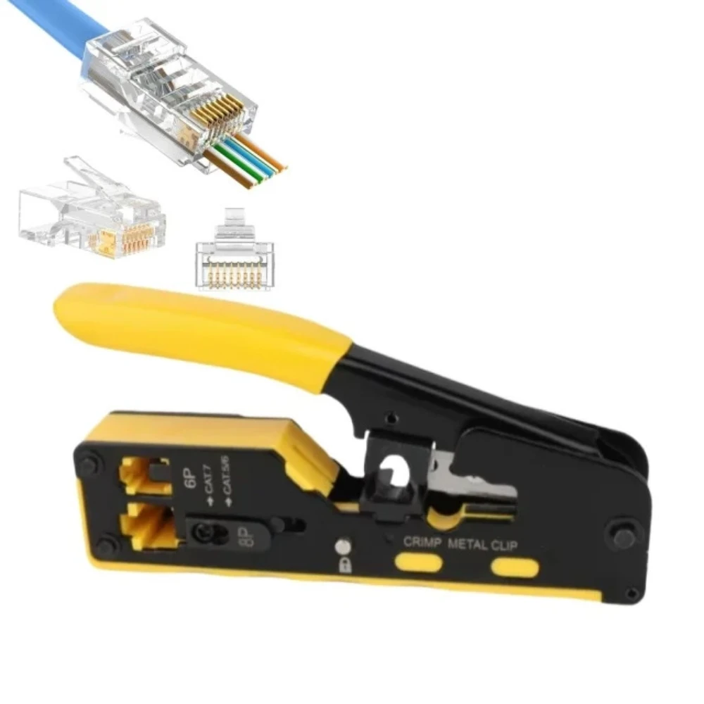 CAT5 Cat5e Cat6 RJ45 Ethernet 8P8C LAN Cable Network Pass Through  Cat6 Connector