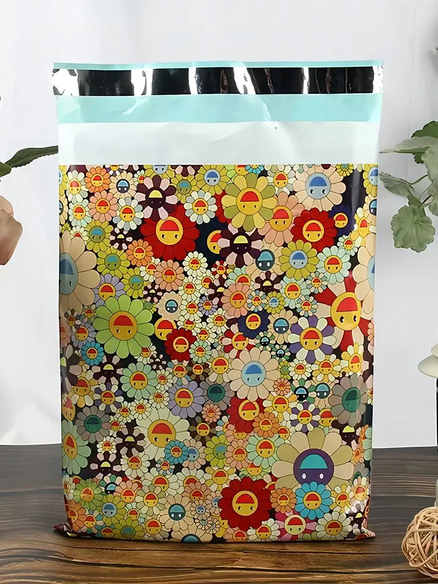 Sunflower Smiling Face Cute cartoon print mailling bag Printing Bag Logistics Waterproof Packaging Bag Customization