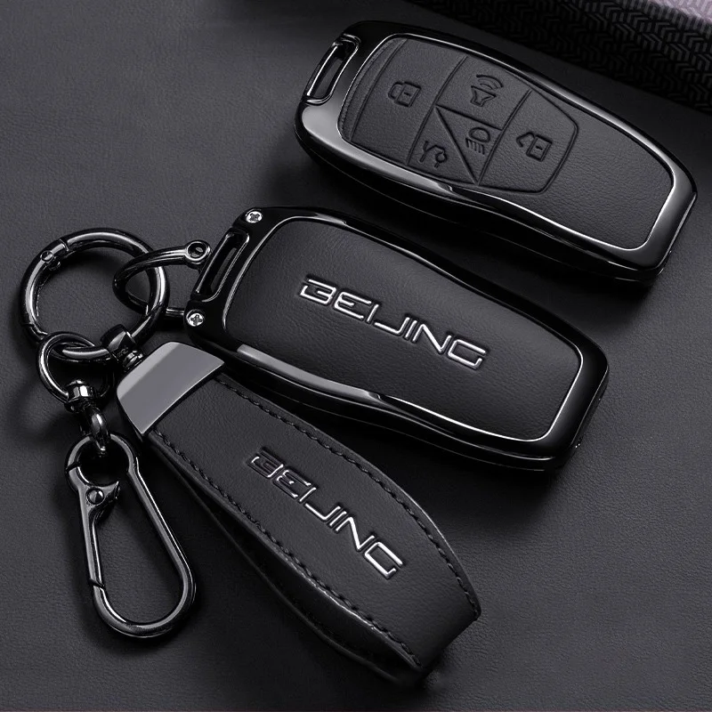 

Car Key Case for Baic Beijing U5 Plus EU5 U7 BJ40 BJ60 BJ30 BJ80 Pro X7 X55 B30 Offroad Keychain Cover Shell Fob Bag Accessories