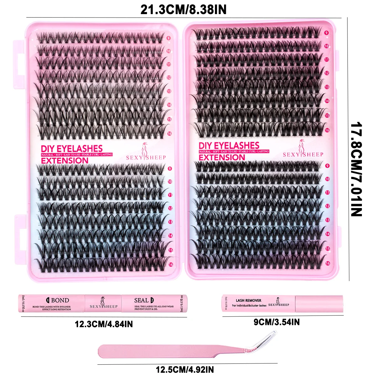 مجموعة مجموعات الرموش مع غراء تثبيت قوي لتقوم بها بنفسك طقم تمديد الرموش لاش السندات وختم ملاقط رمش قابلة لإعادة الاستخدام
