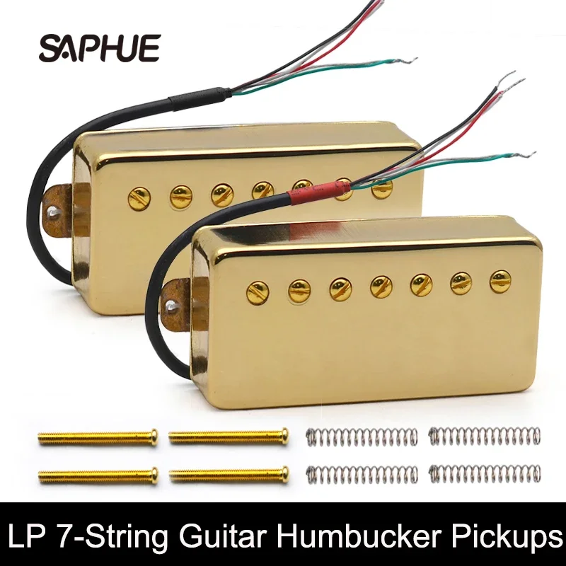 LP 7-String Guitar Brass Cover Humbucker Slotted Screw, 8.5K, 14K Coil Splitting Pickup for 7-String Electric Guitar Gold