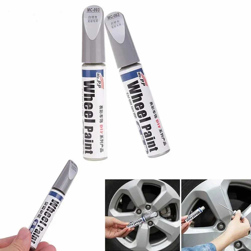 Aluminum Alloy Wheel Repair Kit Silver Touch Up Paint Pen Scratch Remover for Car Rims Auto Refinishing Marker DIY Quick Dry