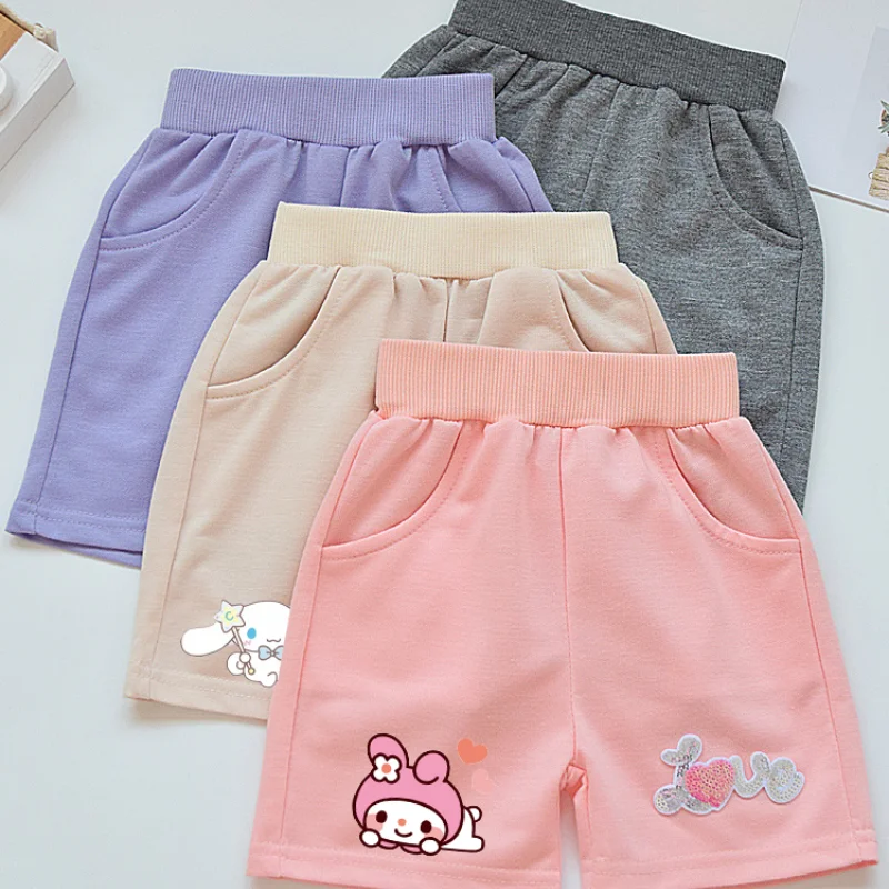 

Kawaii Sanrio Hello Kitty Cinnamoroll Cartoon Children Shorts Cute My Melody Kuromi Summer Girl Casual Sports Five-Minute Pants