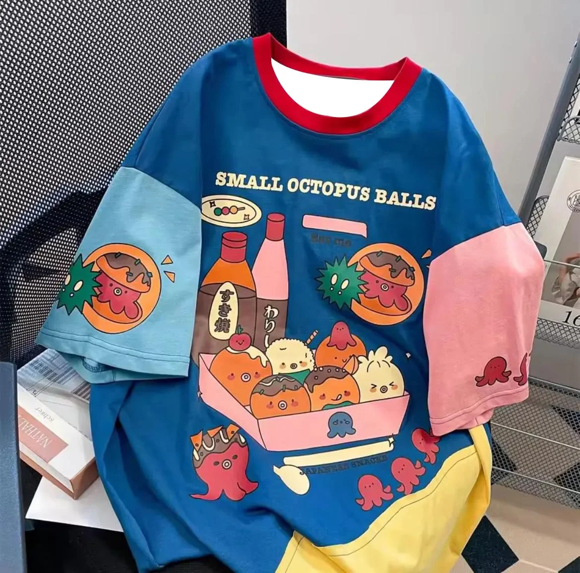 2026 Summer Fashion New Retro Fun Octopus Grilled Food 3D Printed Quick Drying T-shirt Casual Loose Round Neck T-shirt Large