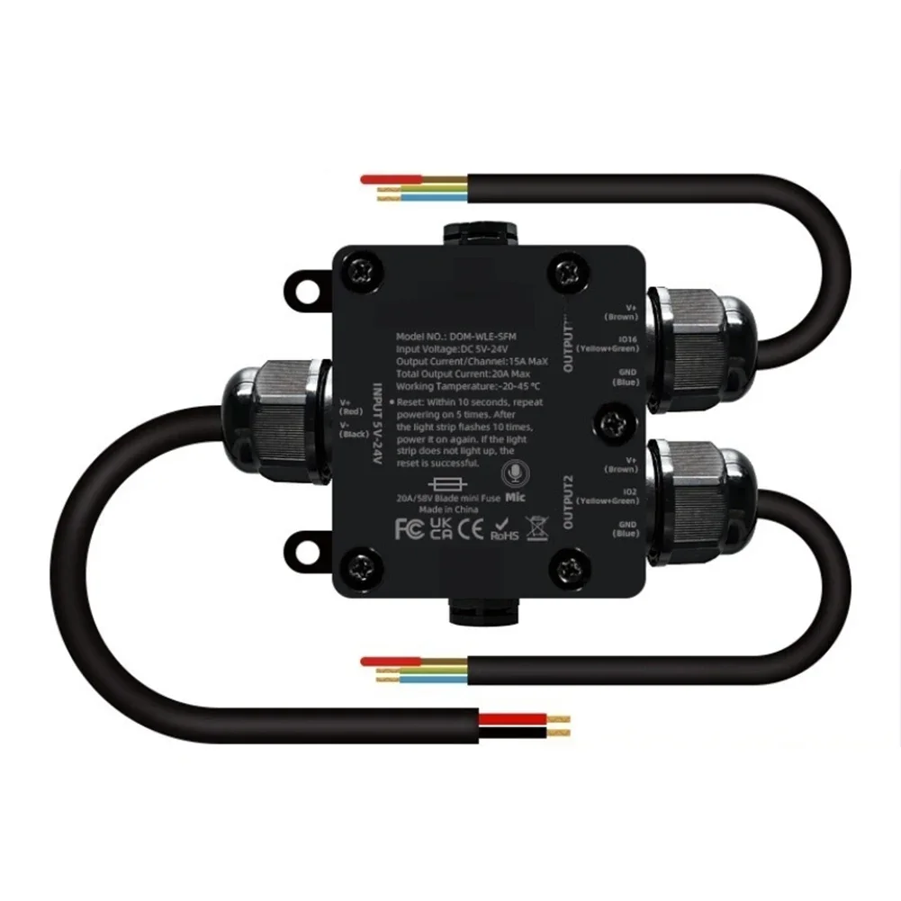 WiFi RGB Driver IP65 LED Controller Made Of PC Material 20A Max Output Stable WiFi Connectivity Over 100 Dynamic Modes