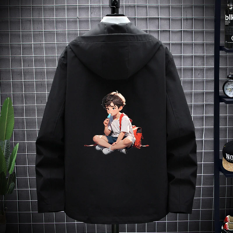 

Winter 2024 Men's Casual Hoodie Jaet Loose Fit Versatile Daily Wear Korean Sle Polyester Fabric Youth Faion Outerwear