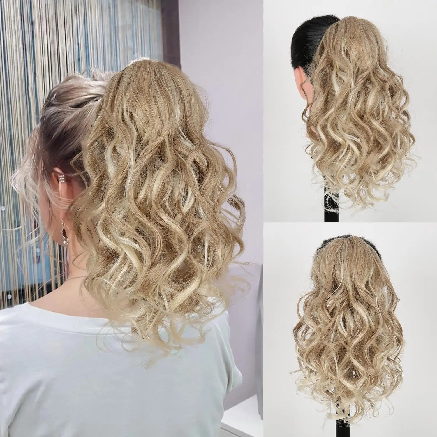 Claw Ponytail Extension 12Inch Short Natural Looking Curly Ponytail Natural Wave Synthetic Hairpiece For Women Daily Use