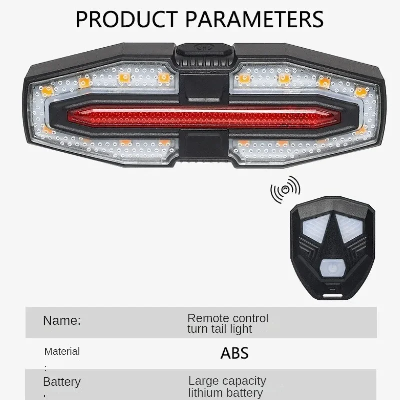 Wireless Bike Taillight with Turn Signals Type C Rechargeable Bicycle Rear Light Remote Control Safety Lantern for Night Cycling