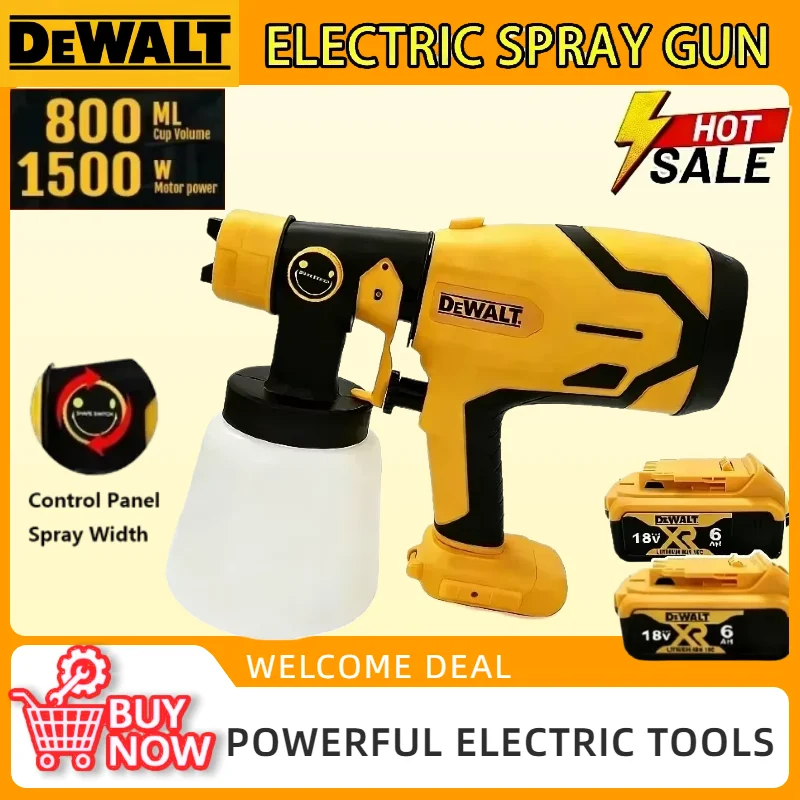 

Аккумуляторный электрический краскопульт Dewalt 800 мл, портативный, высокомощный, для покраски автомобилей и мебели, аэрограф, прочный инструмент