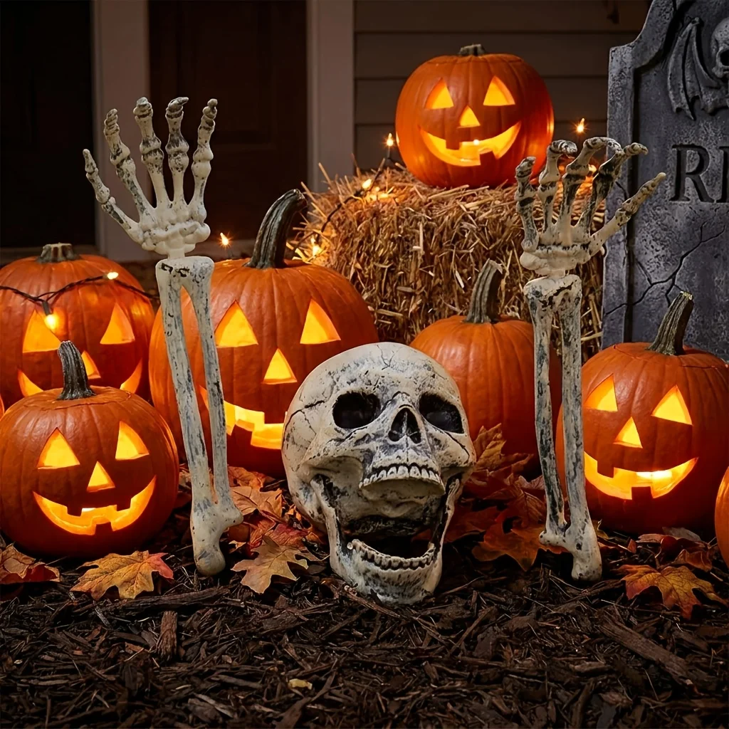 Garden Decoration Holiday Skull Bone Props Ground Breaking Horror Halloween Decoration Skull Party Accessories Gift Decoration