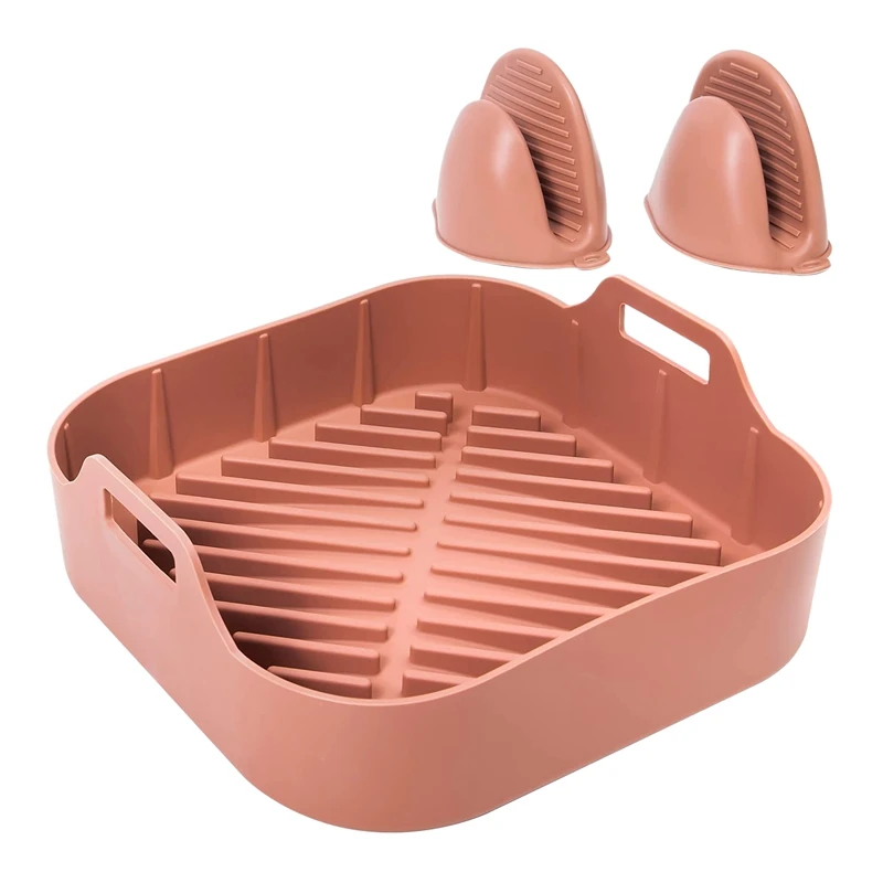 Air Fryer Silicone Pot com Luvas, Acessórios Air Fryer, Cesta de cozimento, Pizza Plate Grill, Cozinha Cozinhar Ferramentas