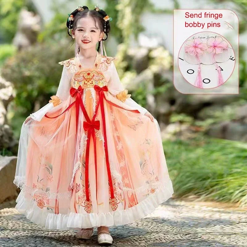 

Ancient Chinese Costume Girl Traditional Tang Dynasty Fairy Dress Hanfu Folk Dance Performance Clothing Cosplay Hanfu