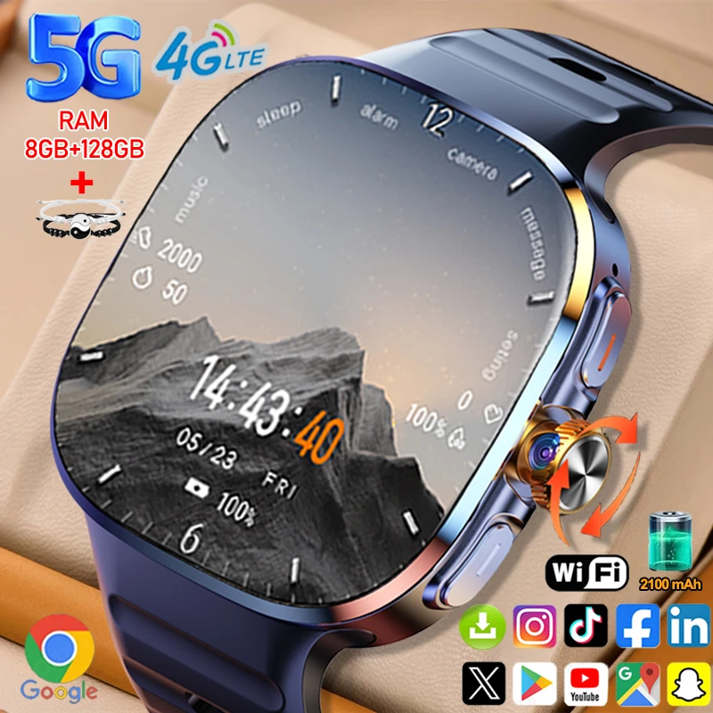 5G/4G 풀 네트워크 스마트워치 2.40인치 대화면 HD 화상 통화 8GB+128GB 램 2100mAh 구글 플레이 WIFI GPS 유심 스마트워치