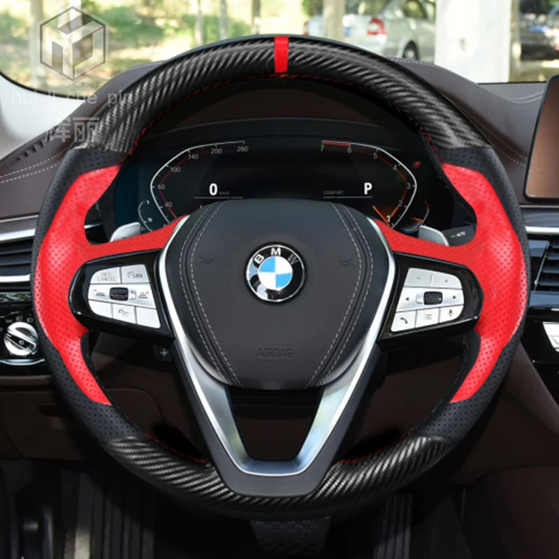 

Для BMW G20 G21 G30 G31 G32 X3 X5 G05 X7 G07 G01 X4 G02 Нескользящий чехол ручной работы в спортивном стиле на руль автомобиля
