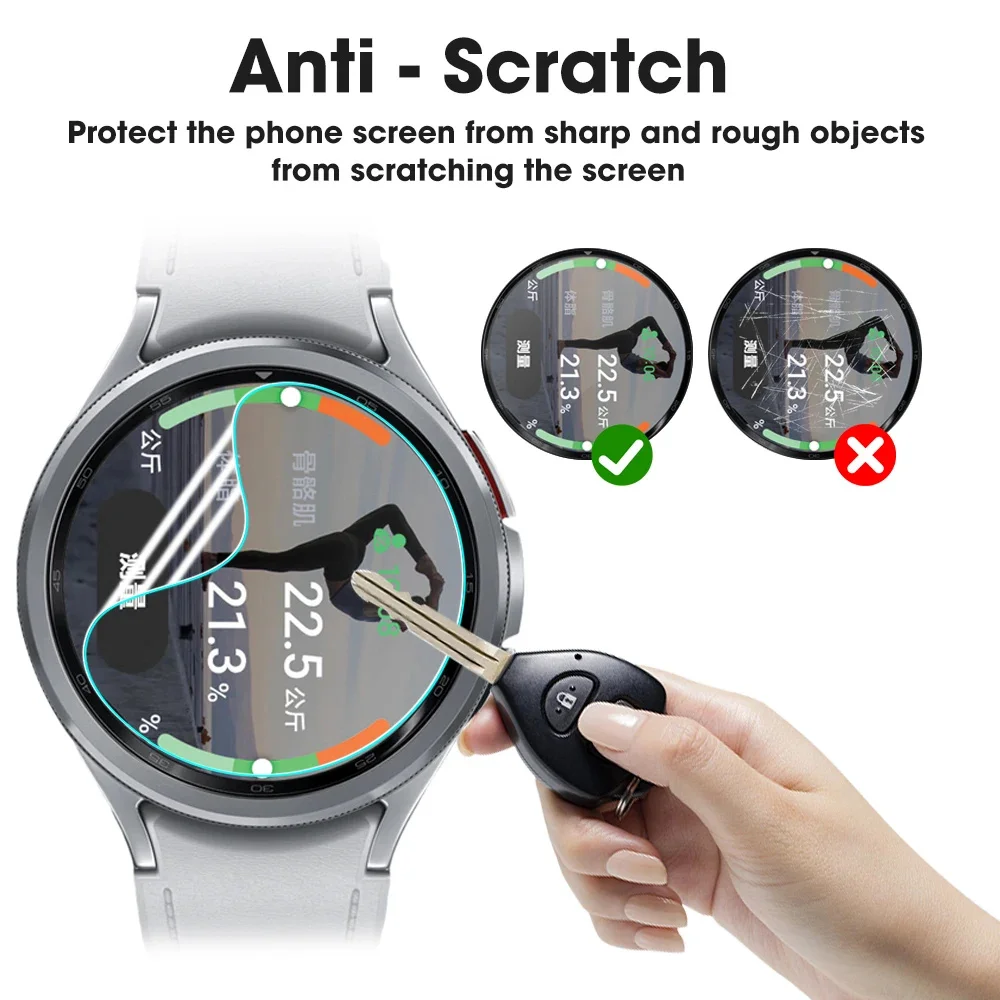 Protecteur d'écran pour Samsung Galaxy Watch 6/5/Pro/4, 40mm 44mm, Film Hydrogel HD pour Samsung Watch 4/6 Classic 42mm 43mm 46mm 47mm