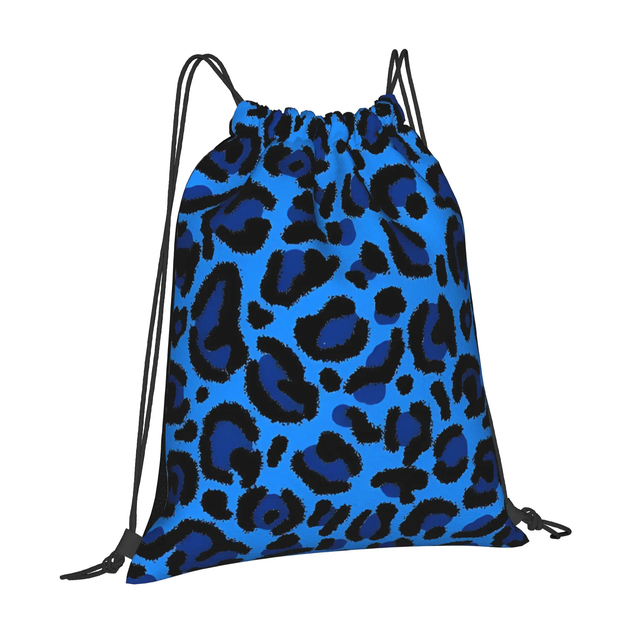 Blue Y2K Aesthetic Leopard Print Leopard Print Multi-function Men Women Storage Backpack Travel Bag Print Drawstring Bags