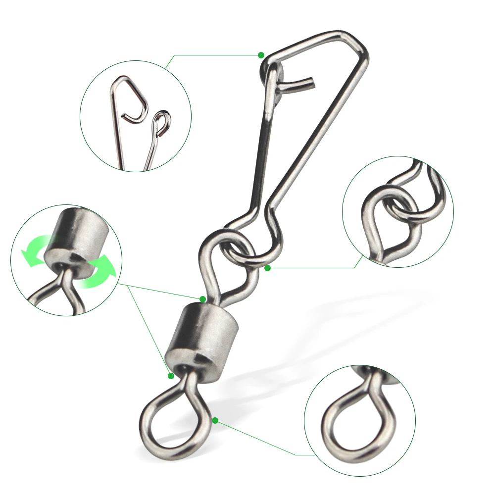 50/30/10PCS Fishing Connector Barrel Swivels Snap Rolling Swivel For Fishhook Link Fishing Lure Accessories