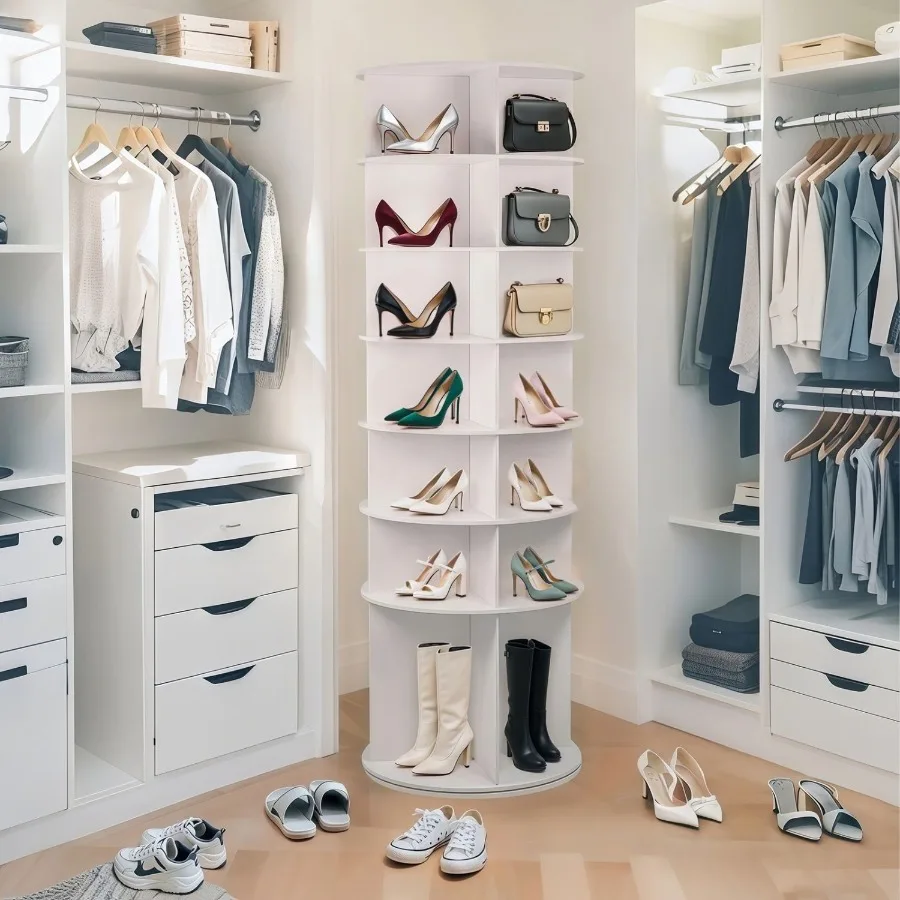 

7 Tier Rotating Shoe Rack High Bm Design Rotating Shoe Rack Tower Free Standing 360 Spinning Shoe Organizer Round Display Spinn