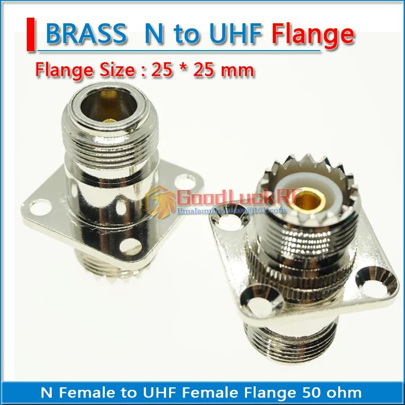 L16 N Female to UHF Female 4 hole Flange Chassis Panel Mount N to UHF PL259 SO239 Nickel Brass Straight RF Connector Adapters