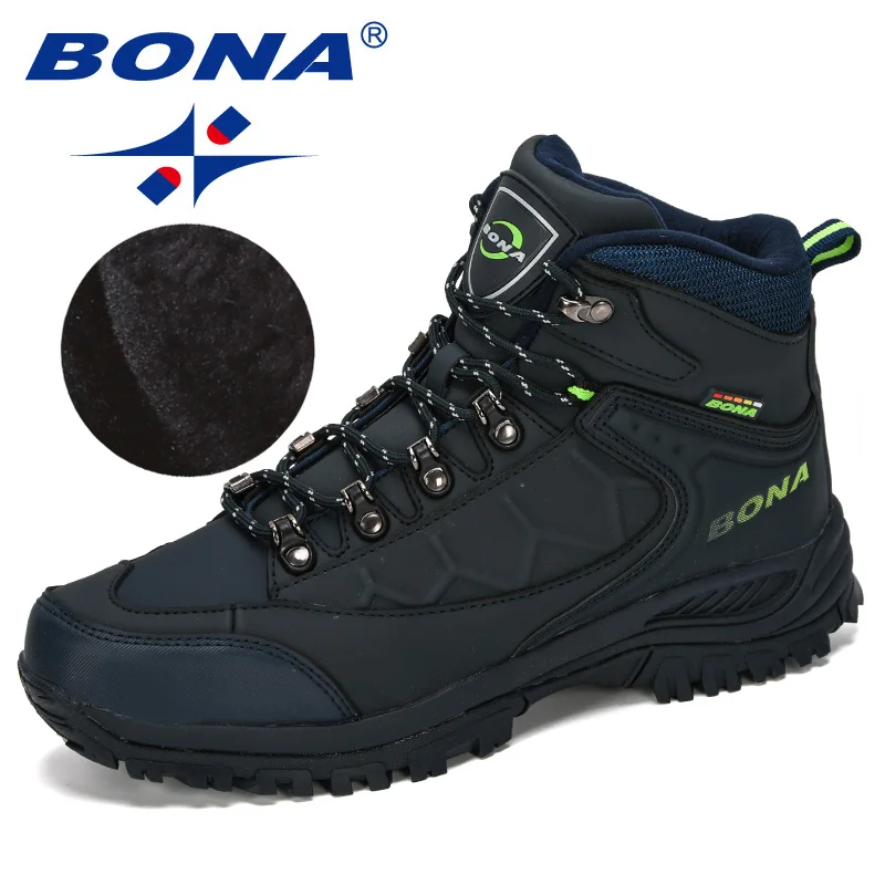 BONA  New Designers Nubuck Leather Hiking Shoes Men Autumn Winter Climbing Boots High Top Trekking Hunting Shoe Trainers Man