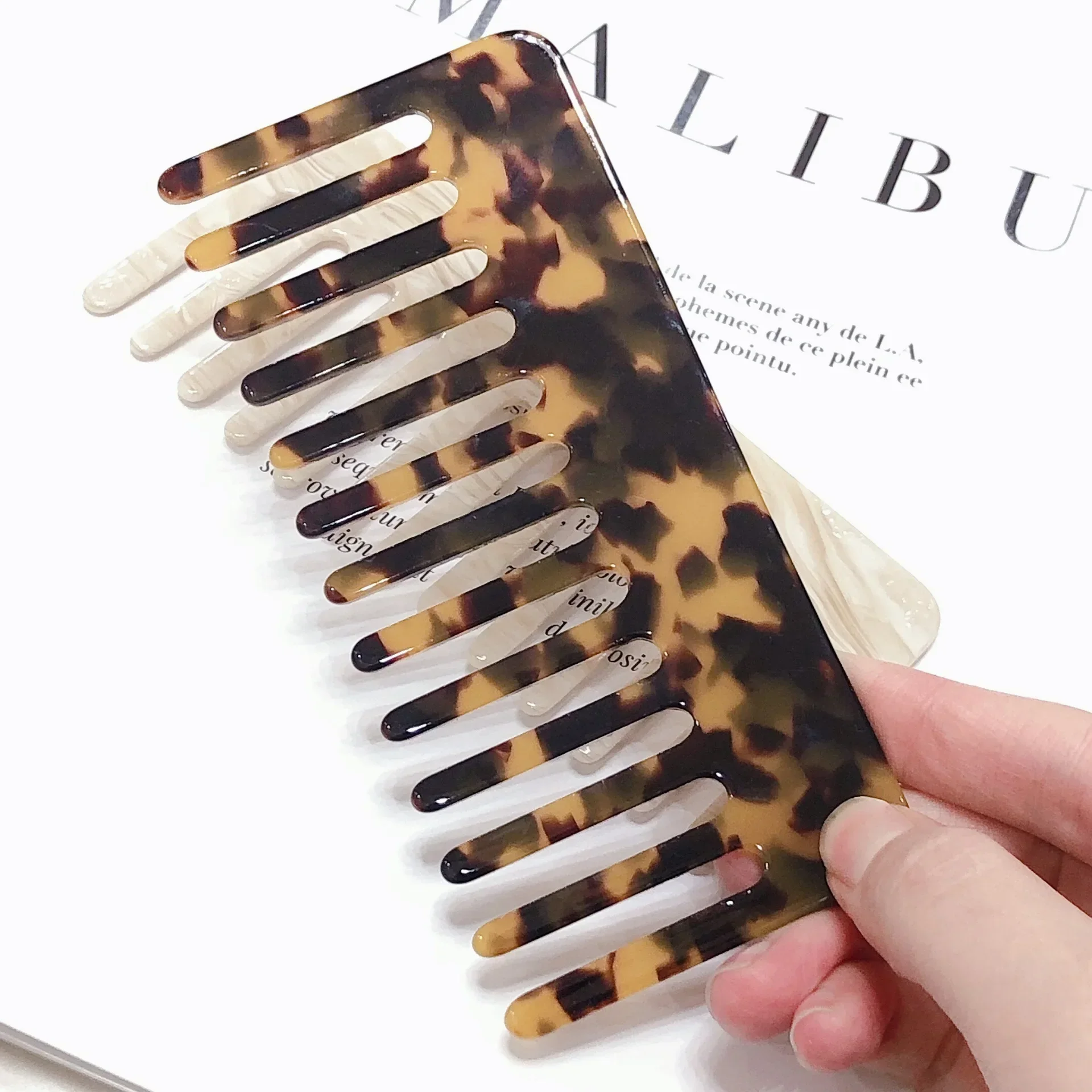 Korean Simple Acetate Hair Styling Comb Women Girls Antistatic Hair Comb Headdress Marbled Leopard Hair Comb Head Massage Brush