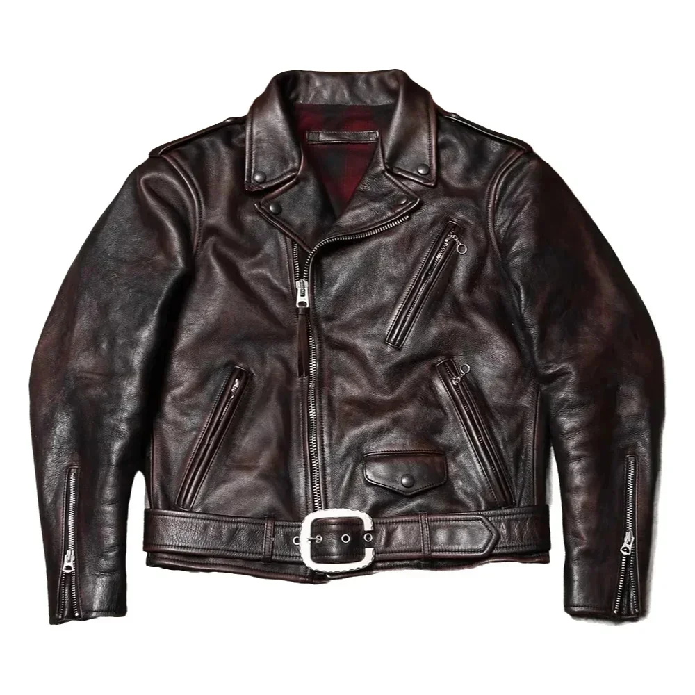 YR-Motor Rider Leather Jacket for Men, Quality Vintage Style, Plus Size, Soft Cowhide Cloth, Cow Wear,Wholesales