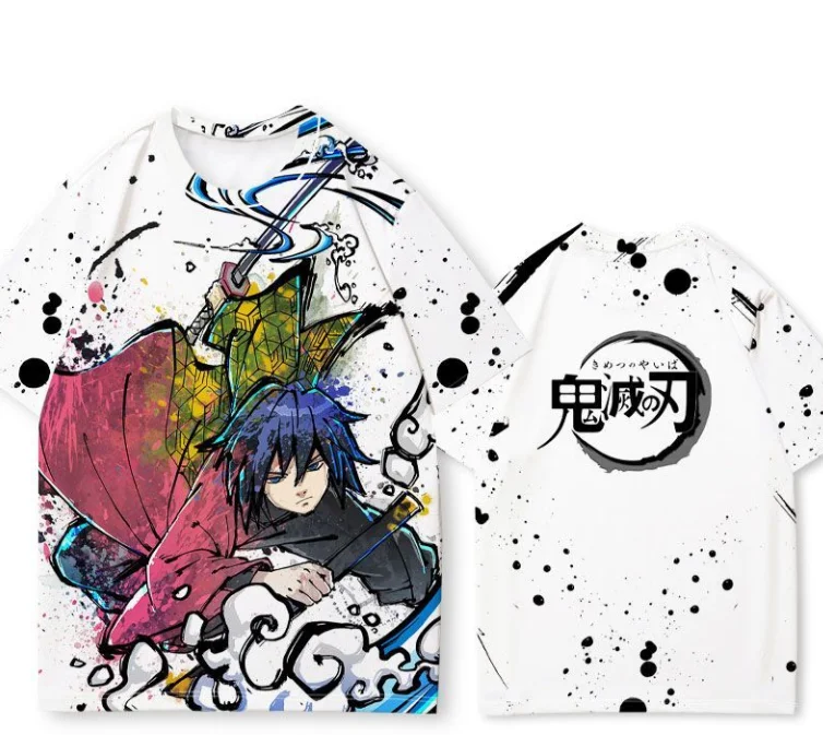 

Ghost of The Blade Two Dimensional Cos Anime Short Sleeve T-shirt Pain Clothing Men Summer 3D Quick Dry Parent-child Clothing