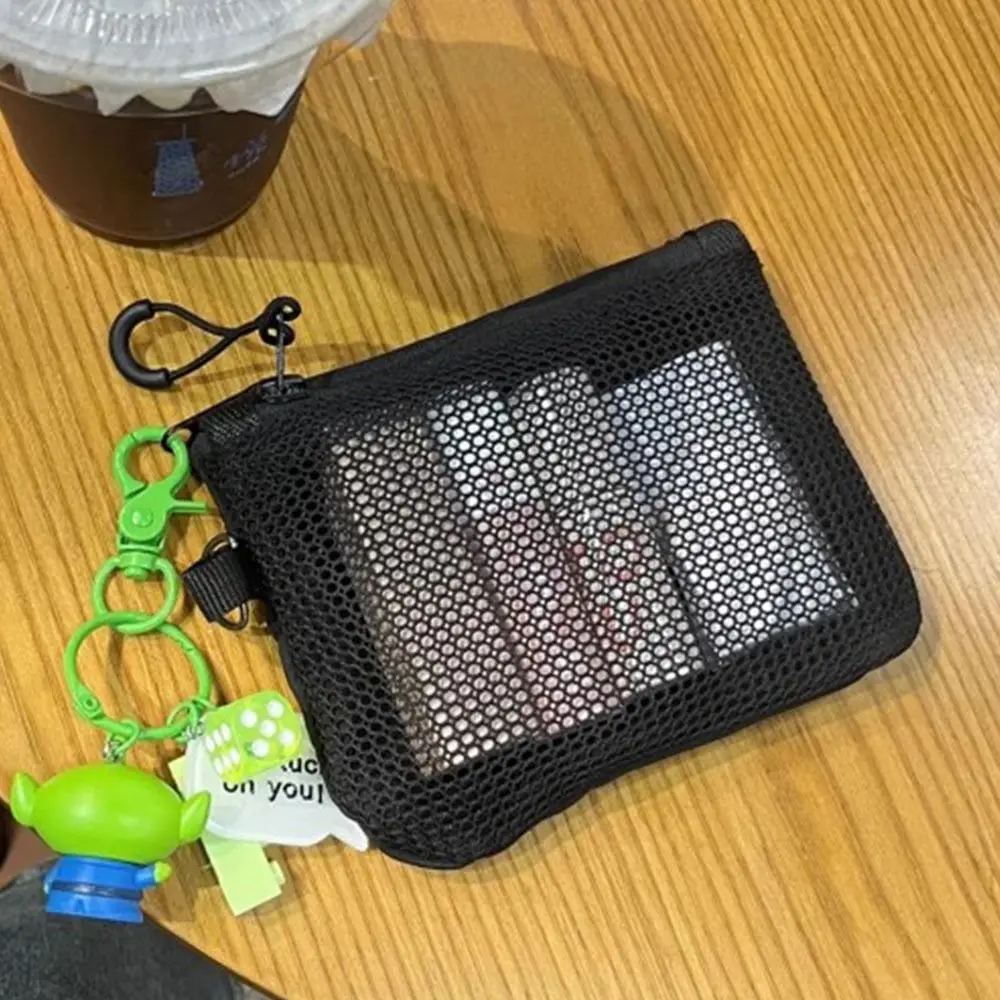 Tas Penyimpanan Jaring Gaya Korea Ringan Dompet Koin Mini Warna Permen Kapasitas Besar Kantong Ritsleting Terlihat Dapat Digunakan Kembali Wanita