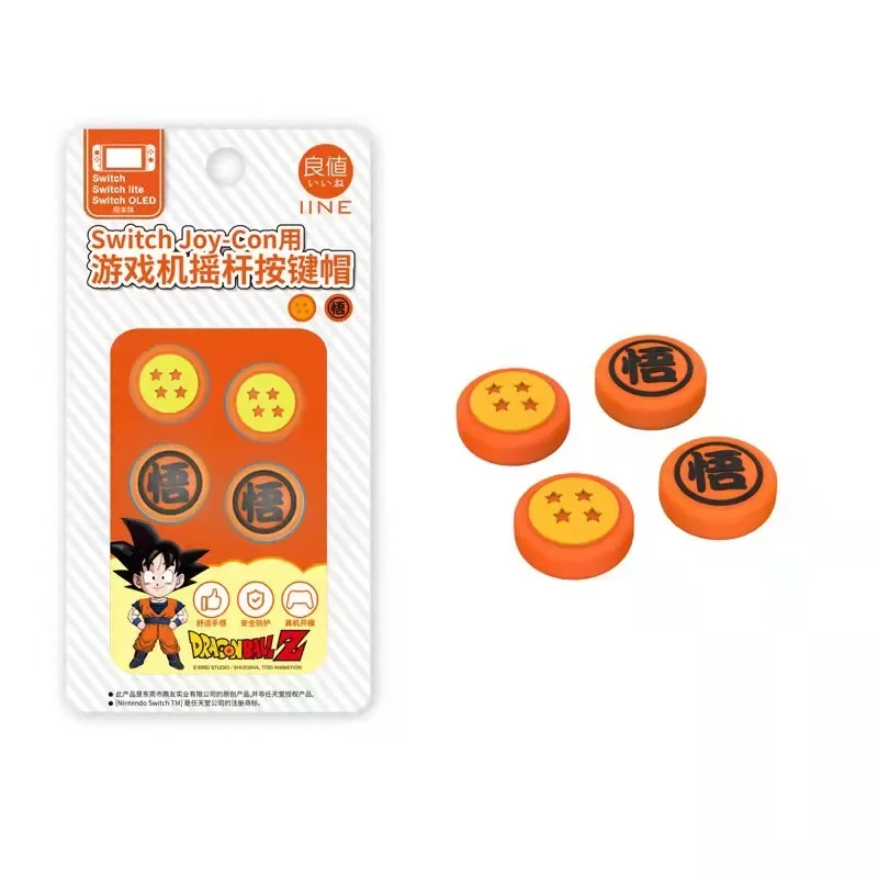 4 Stück Dragon Ball Son Goku weicher Silikon-Daumengriff-Hut, süßer Anime-Charakter, geeignet für Switch/PS5 Joystick-Schutzhülle