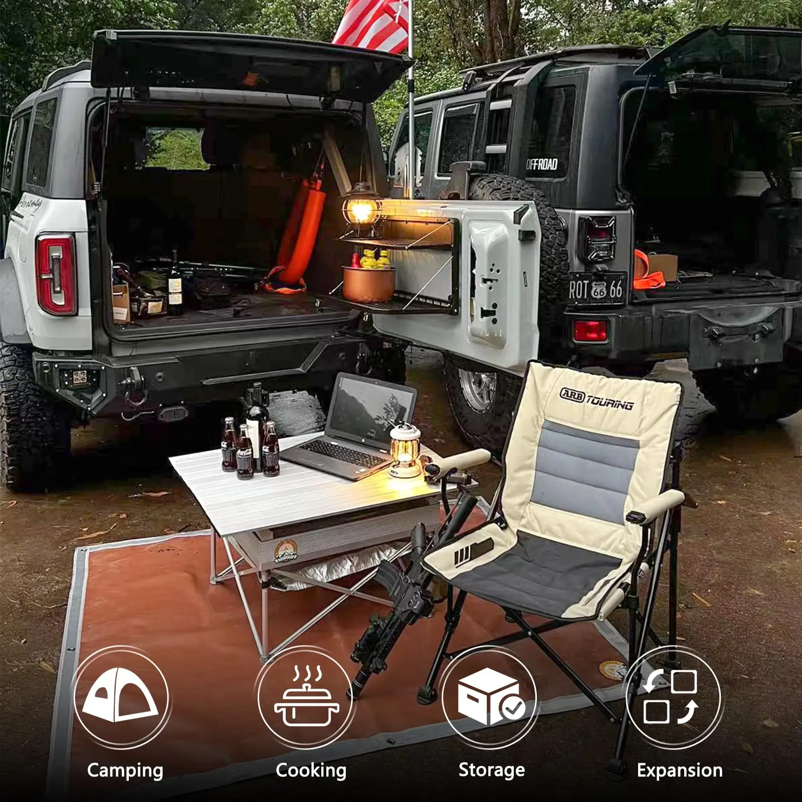 Tailgate Table Rear Foldable Cargo Rack MOLLE Panel 2-Tier Outdoor Camping Desk For Ford Bronco 2021-2025 4/2-Door Accessories