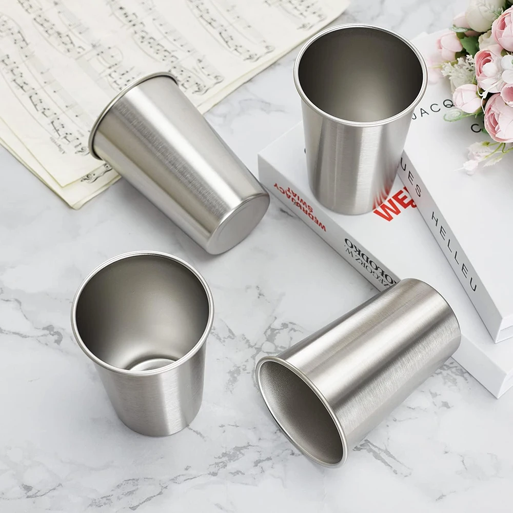 1 Stücke Wasserbecher Mit Lederbezug 304 Edelstahl Bier Kaffeetasse Trinken Outdoor Camping Geschirr
