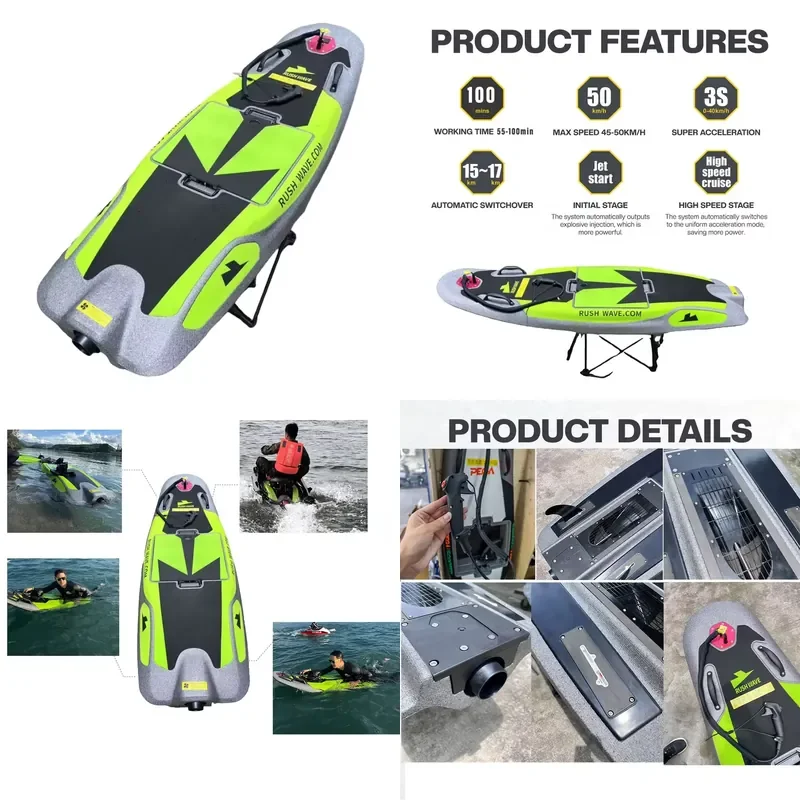 Beginner Grade Unisex Carbon Fiber Electric Water Surf Board Battery 52v Powered Jet Surfboard Fin Ocean Waters