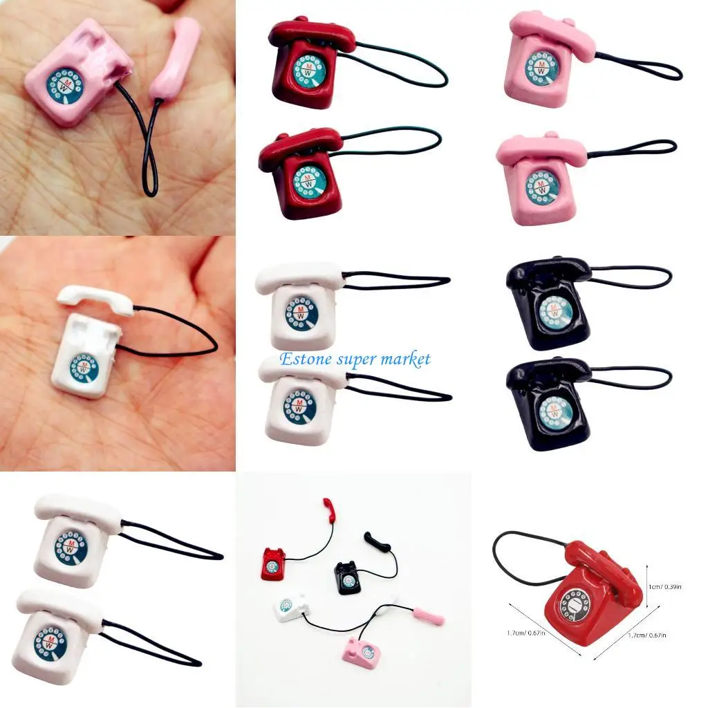 

090B Retro Toy House Telephone 1/12 Scale Wooden Decoration With Elegance For Miniature Room Display