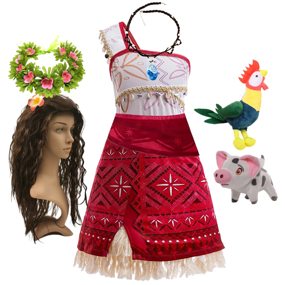 Mädchenkleid Neuer Film Halloween Cosplay Party Ozean-Abenteuer Kostüm Prinzessin Fantasie-Kleidung Kinder Vaiana Outfit Kleid