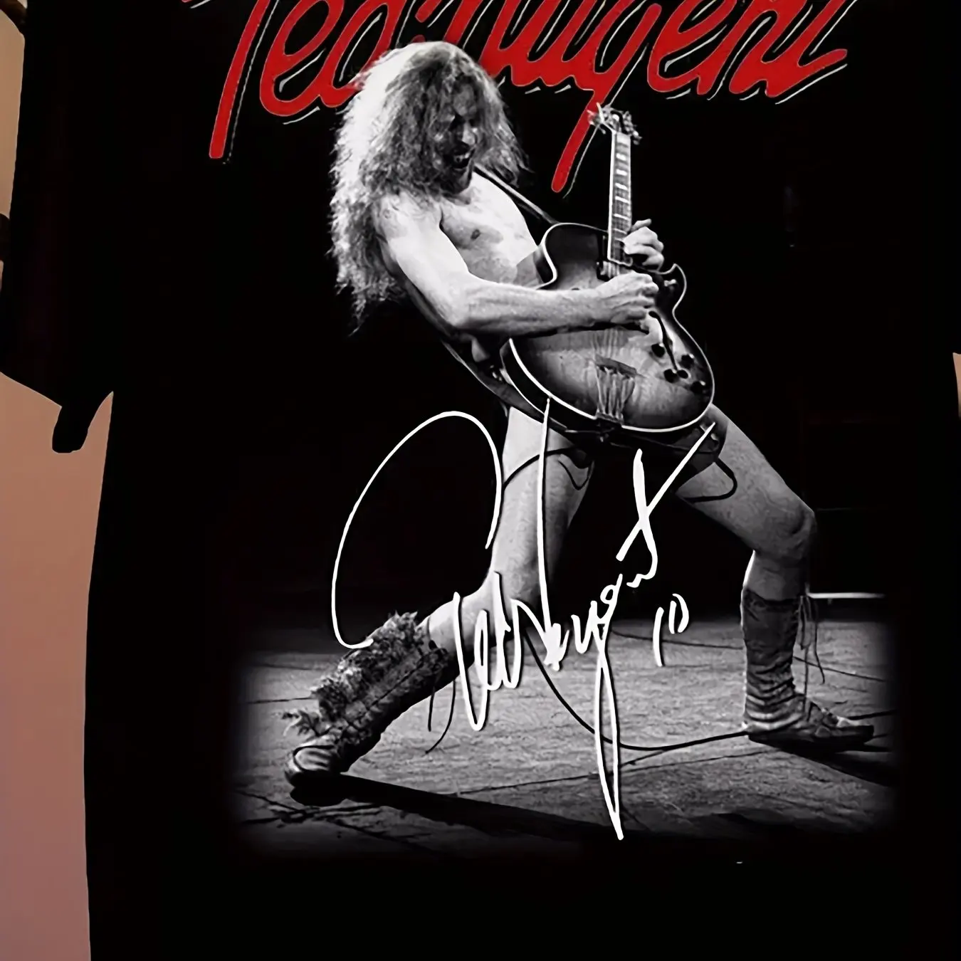 Vintage Ted Nugent Live Concert Men's T-Shirt - Black Cotton T-Shirt