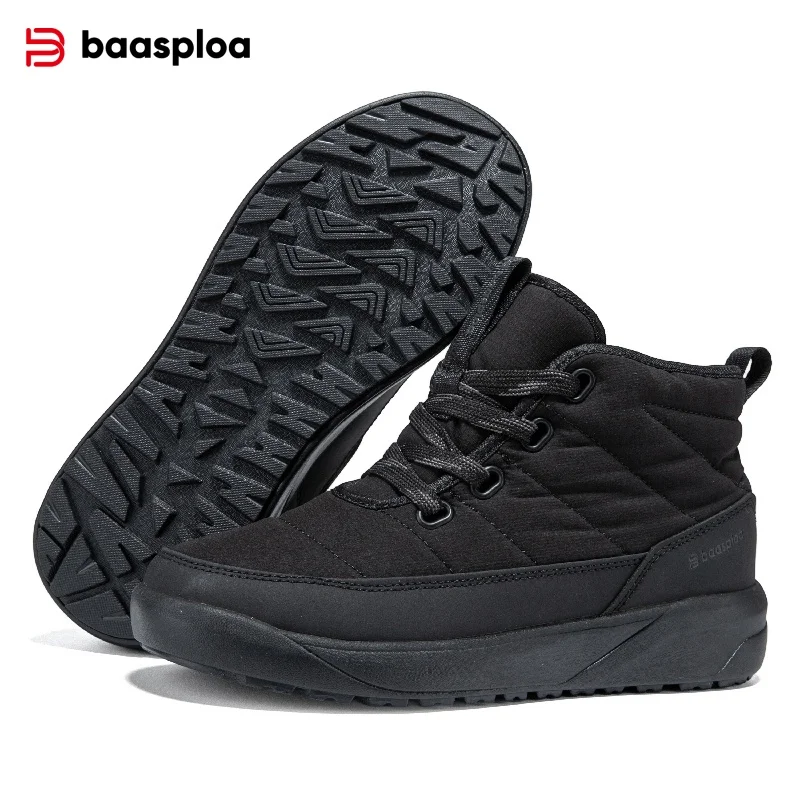 

Baasploa Women Winter Sneakers Plush Keep Warm Cotton Boots Non-Slip Female Comfort Anti Splash Water Snow Boots Thick-Soled