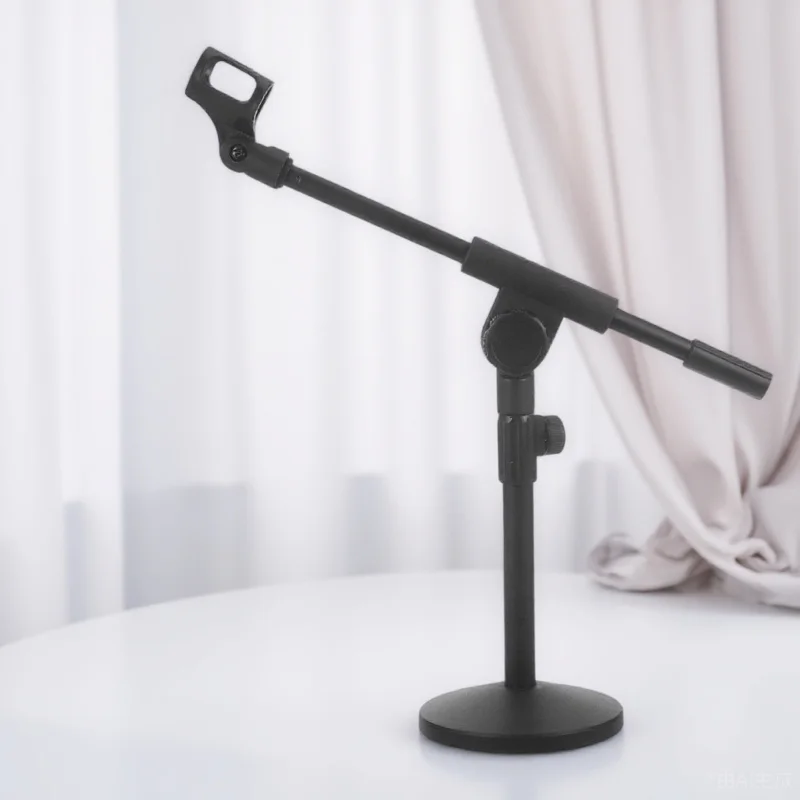 

Desktop Microphone Stand Adjustable Height Metal Base Slope Design For Podcast Recording Mic Support Floor Desk Mount