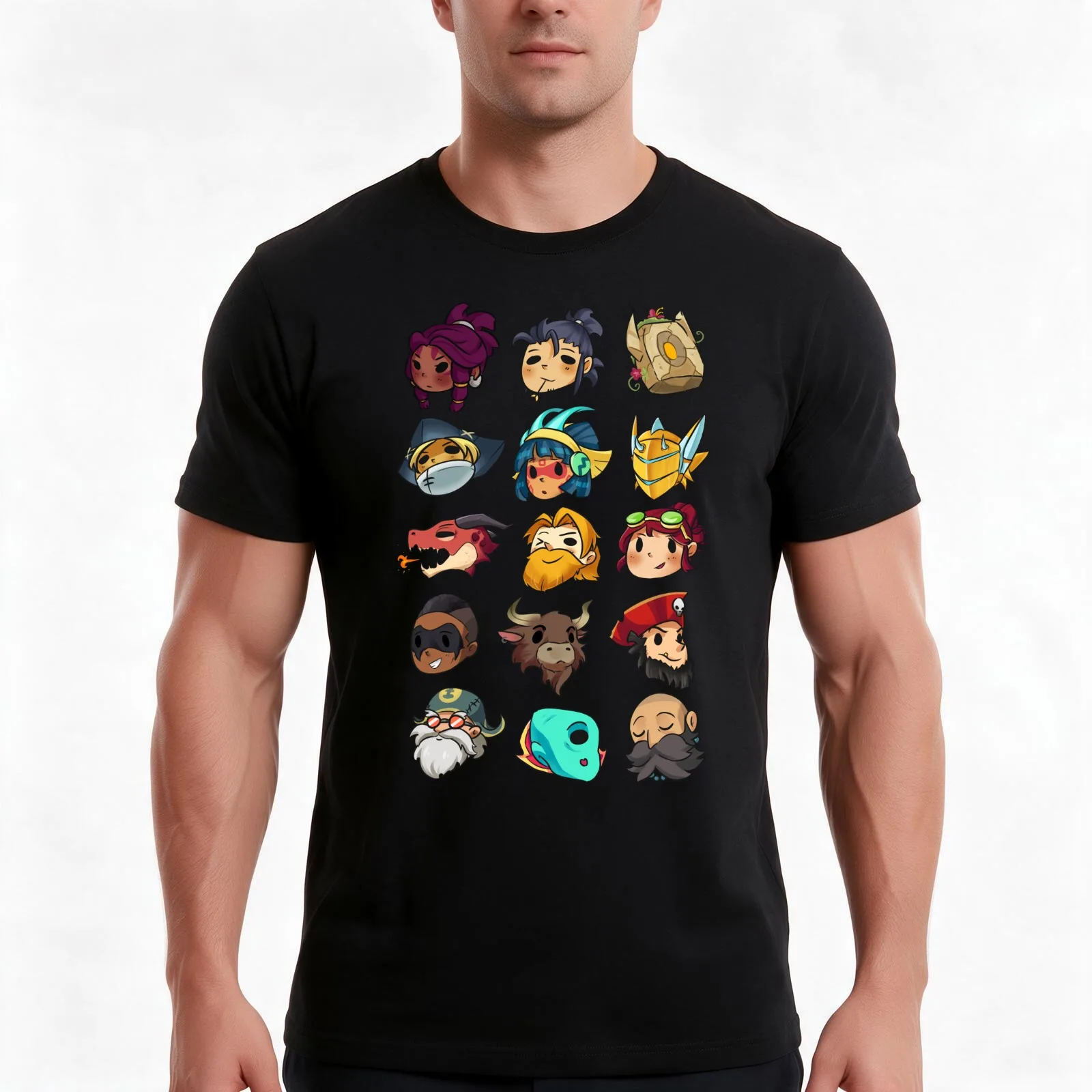 Brawlhalla Legends Set 1 of 2 T-Shirt, Summer Casual Cotton Tee, Oversized Streetwear Tops, Vintage Graphic Print, 100% Cotton