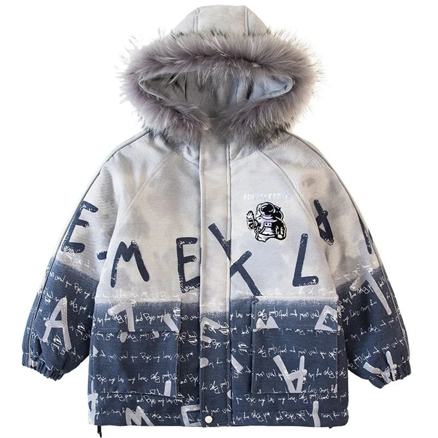 2023 Children Down 4 5 6 7 8 9 10 12 14 Years Winter kids Outerwear Boys Casual Warm Hooded Jacket for Boys letter print Coats