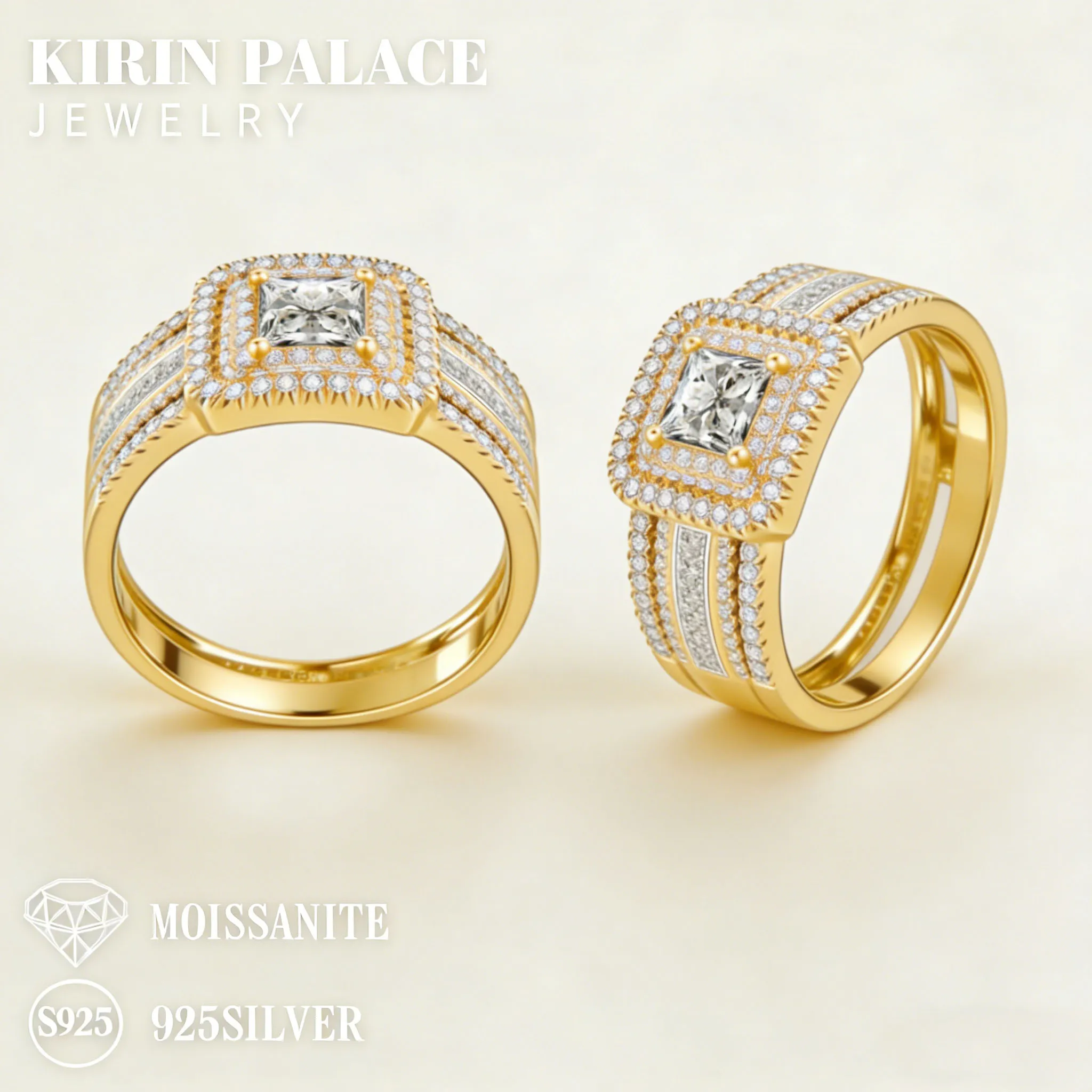 

Квадратное кольцо с кластером из муассанита, кольцо 0,8 карата, серебро 925 пробы, позолоченное 18 карат, роскошные модные украшения, подходящие для женщин, свадебные подарки