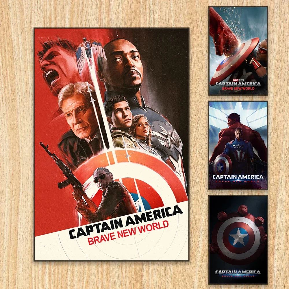 Captain America Poster Superhero Wall Art Brave New World Movie Print Modern Canvas Painting Home Bedroom Wall Decor