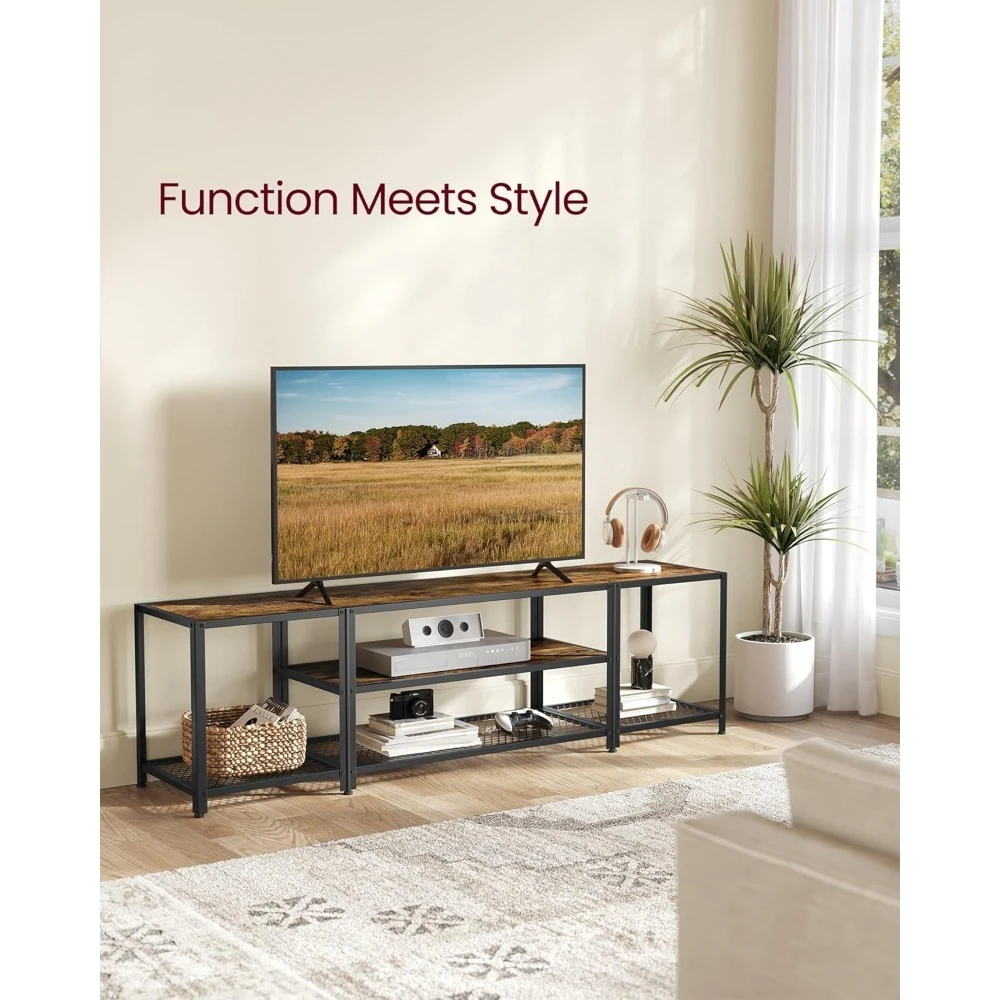 

Современная подставка под телевизор для телевизоров до 75 дюймов, 3-уровневый развлекательный центр, промышленный консольный столик под телевизор с открытыми полками для хранения, fo