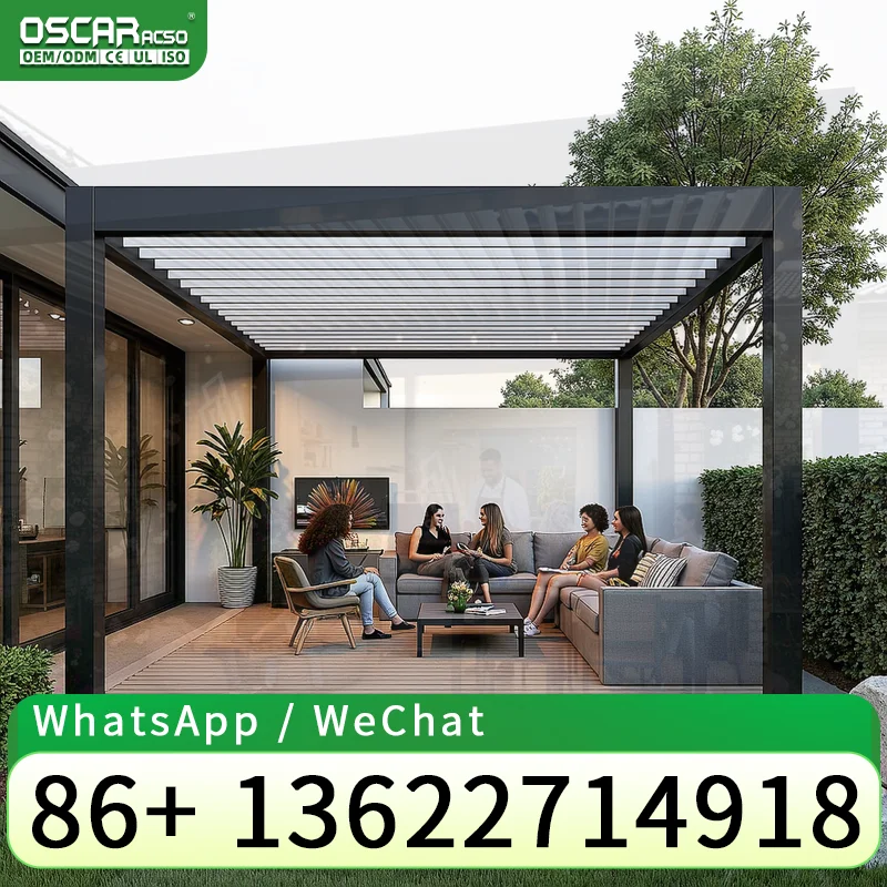 Wholesale Fully Automatic Outdoor Waterproof Motorized Garden Roof Structure with Pergola Style and Gazebo like Features for Bac