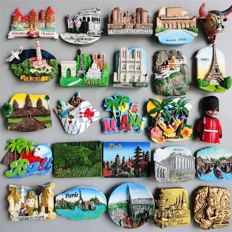 Fridge Magnets Travel Souvenir Vietnam Myanmar Lithuania Miami Hawaii Berlin Cambodia Bhutan Finland Bali Paris Home Decorations