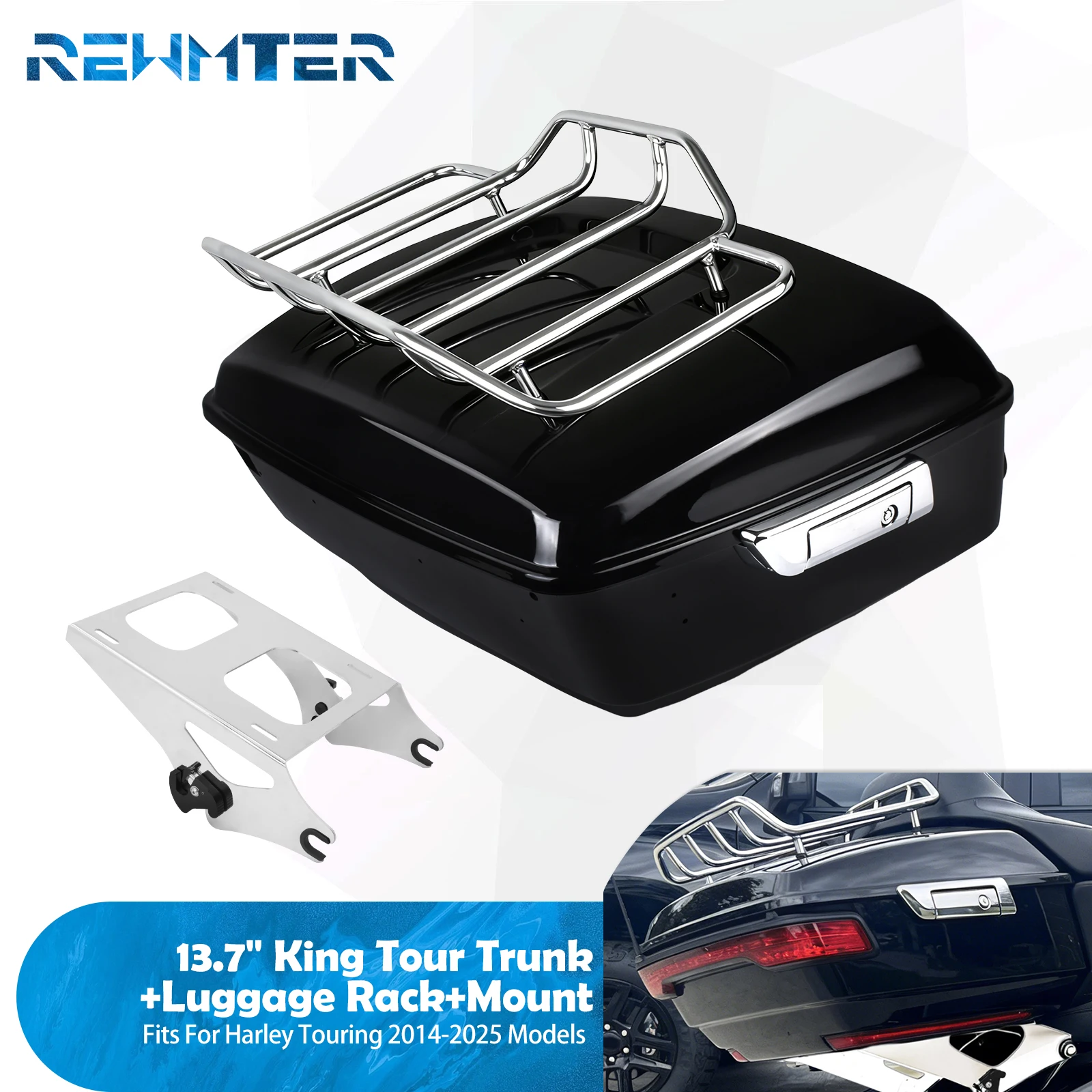 

Motorcycle King Trunk 13.7" Tour Luggage Mount Rack Kit For Harley Touring 2014-2025 Road Electra Street Glide Road King FLHTK