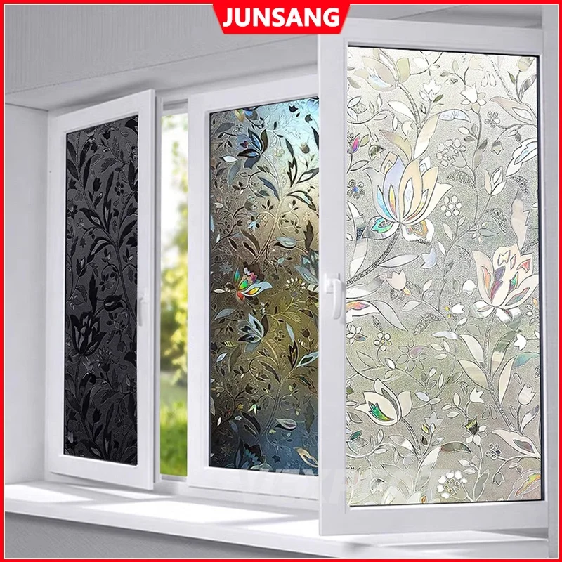 

3D Window Sticker Film, Frosted Glass Sticker for Window Privacy, No Glue Reusable Blackout Window Glass Sticker