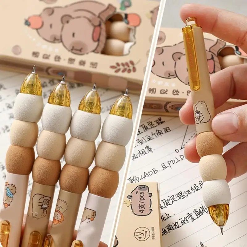 W89C 4 ชิ้น 0.5 มม. เจลหมึกปากกาการ์ตูน Capybara ปากกาเป็นกลางเจลเพ็นเพ็น Creative Gift Gift Creative Pen