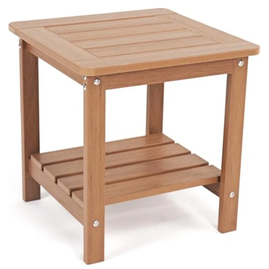 

Adirondack Outdoor Side Table, 2-Tier HDPE Outdoor End Table, Weather Resistant Easy Maintenance, Small Patio Side Table for Pa