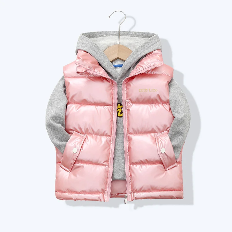 2023 New Boys Girls Vests Fashion Down Waistcoat Teens Warm Jackets Vests Spring Cotton Vests For 3-14 Year Children Vests Coats